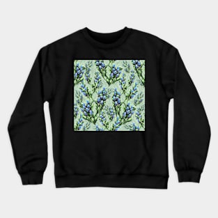 Spring bluish floral bloom green background Crewneck Sweatshirt